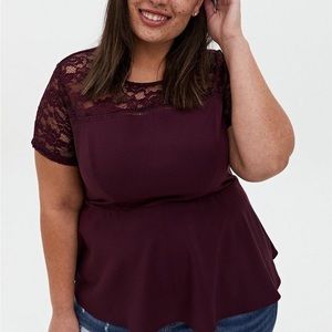 Torrid Size 3 Lace Peplum Top